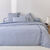 Linge de lit Faustine imprim&eacute; rayures et brod&eacute; - coton 57 fils/cm&sup2; (bleu)