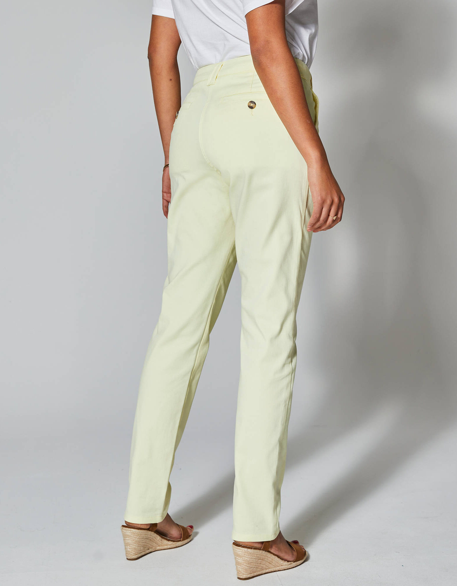 Pantalon chino 7/8ème jaune pastel femme | Cache Cache