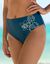 Culotte de bain brodée - taille haute (bleu canard)