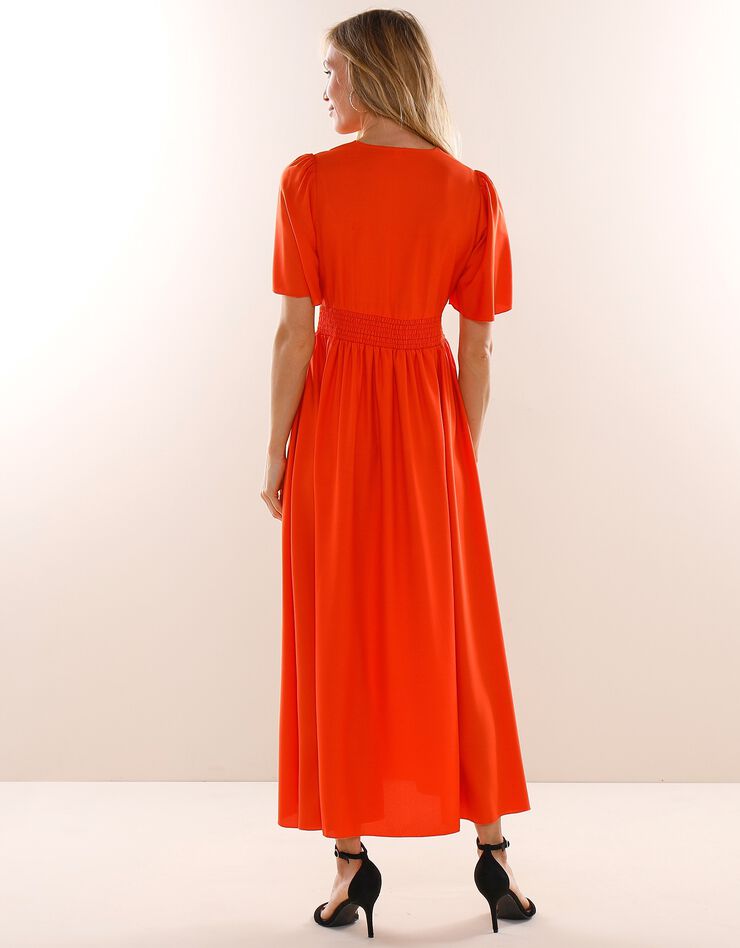 Robe longue unie base et manches évasées (orange)