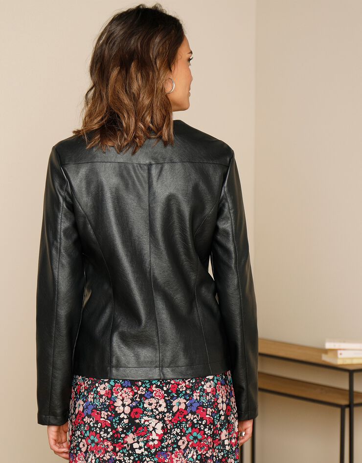 Blouson aspect cuir(1) zippé (noir) Blouson aspect cuir(1) zippé (noir)
