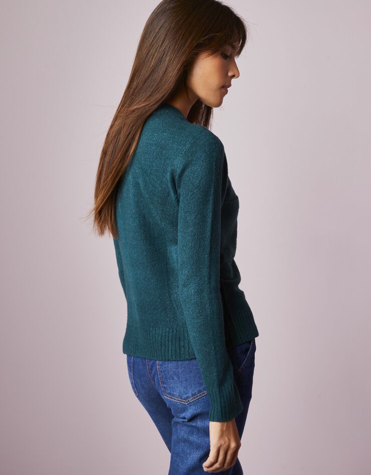 Cardigan zippé poches, maille moulinée (vert émeraude) Cardigan zippé poches, maille moulinée (vert émeraude)