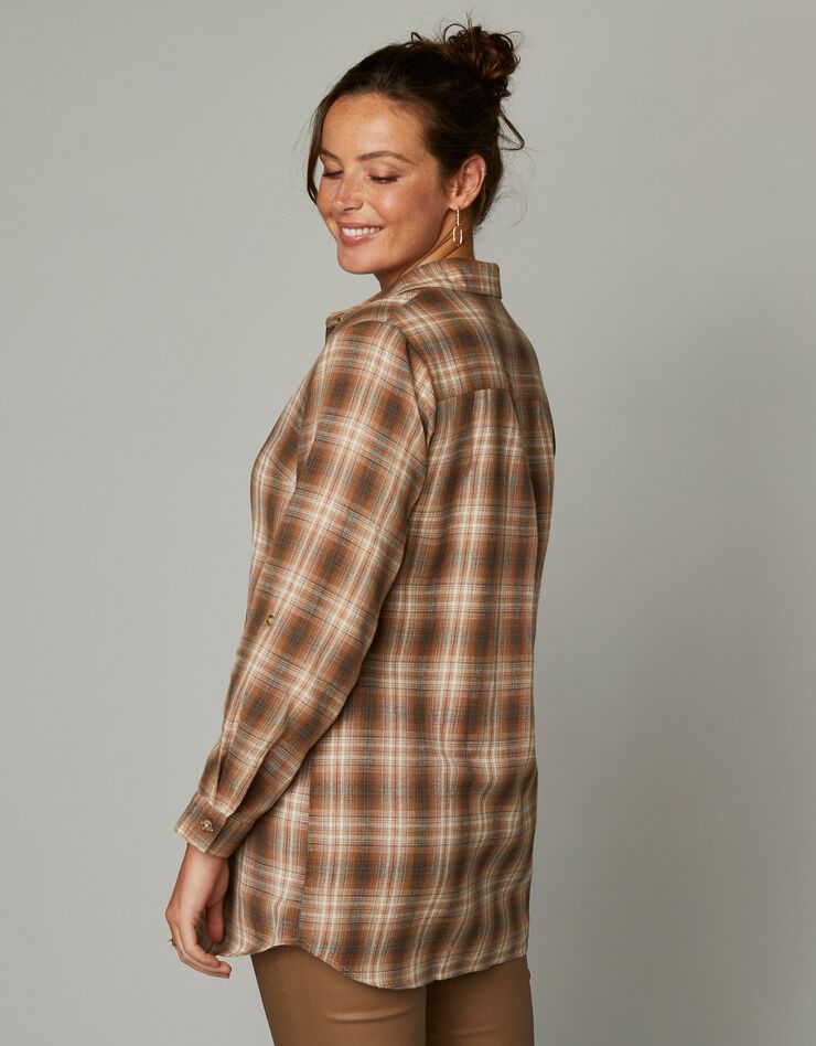 Chemise longue à carreaux flanelle (caramel) Chemise longue à carreaux flanelle (caramel)