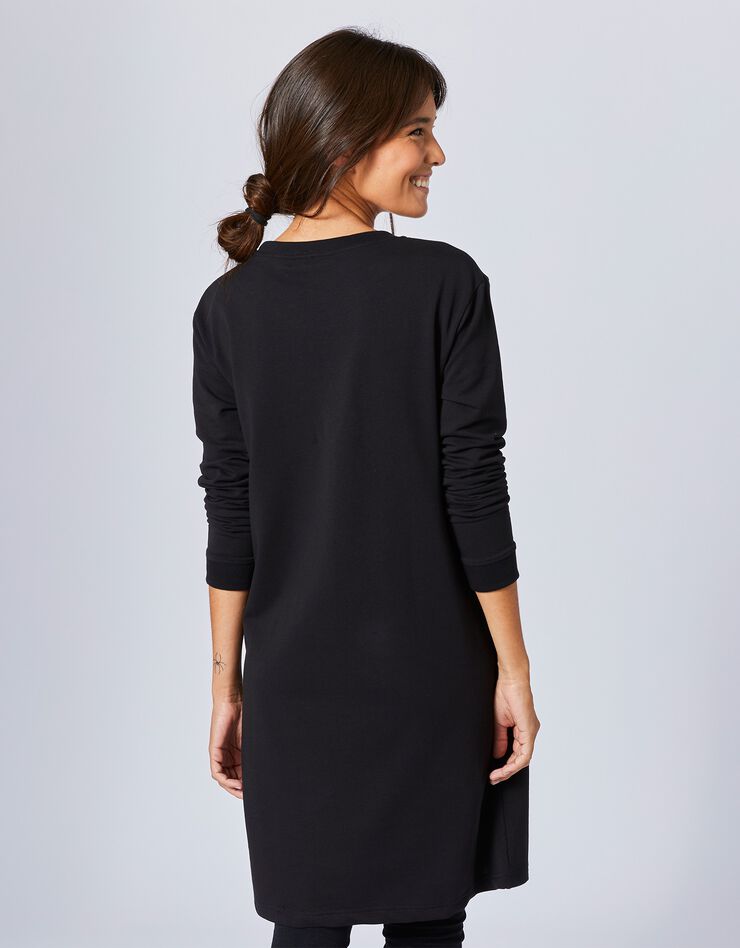 Robe sweat-shirt molleton coupe droite (noir) Robe sweat-shirt molleton coupe droite (noir)