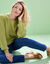 Pull col rond, maille anglaise toucher doux (anis)