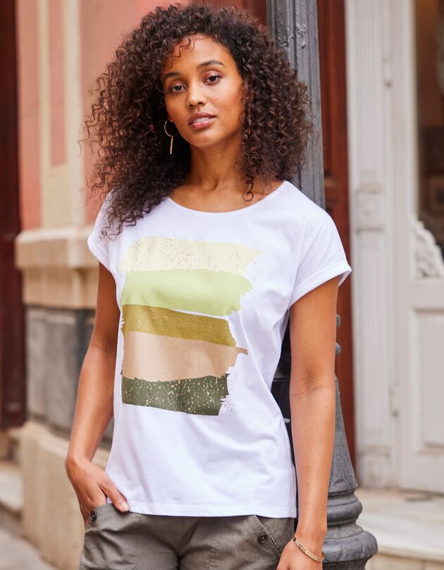 Tee-shirt boite imprimé "arty", maille jersey (kaki)
