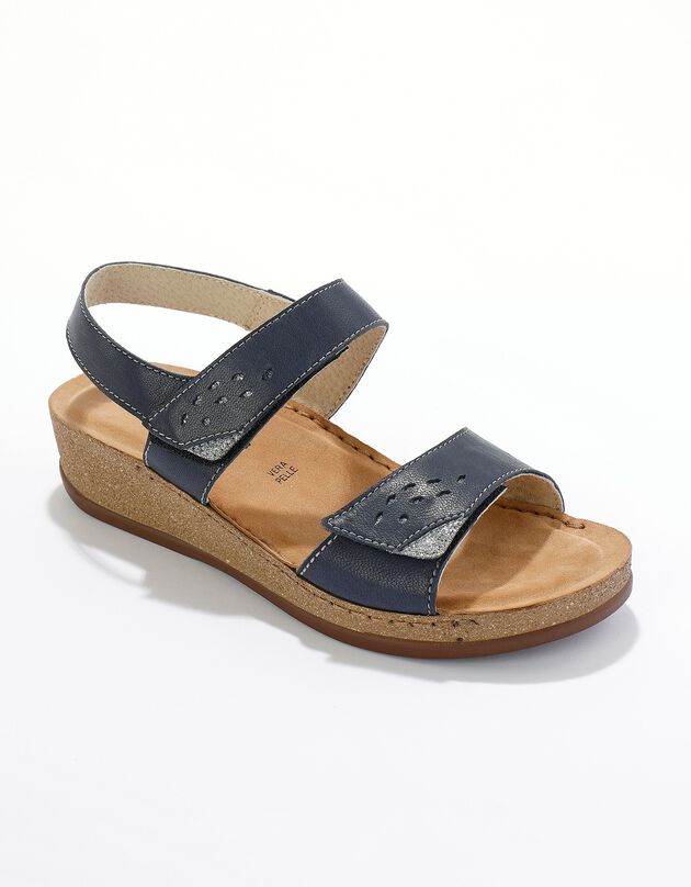 Sandales largeur confort en cuir - marine (marine)