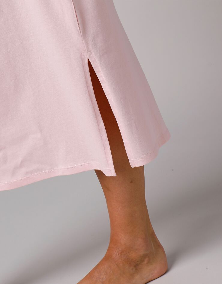 Chemise de nuit longue manches longues unie (rose) Chemise de nuit longue manches longues unie (rose)
