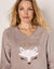 Chemise de nuit longue motif "renard", maille polaire (taupe)