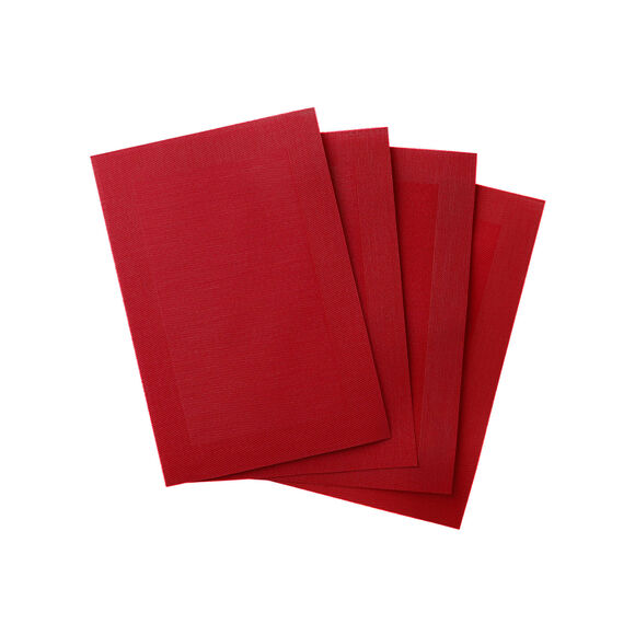 Lot de 4 sets de table - vinyle tress&eacute; (rouge)