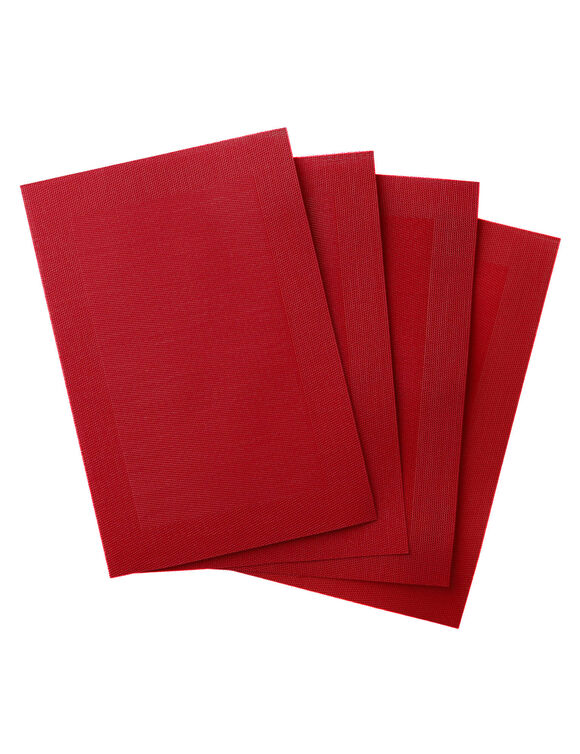 Lot de 4 sets de table - vinyle tress&eacute; (rouge)