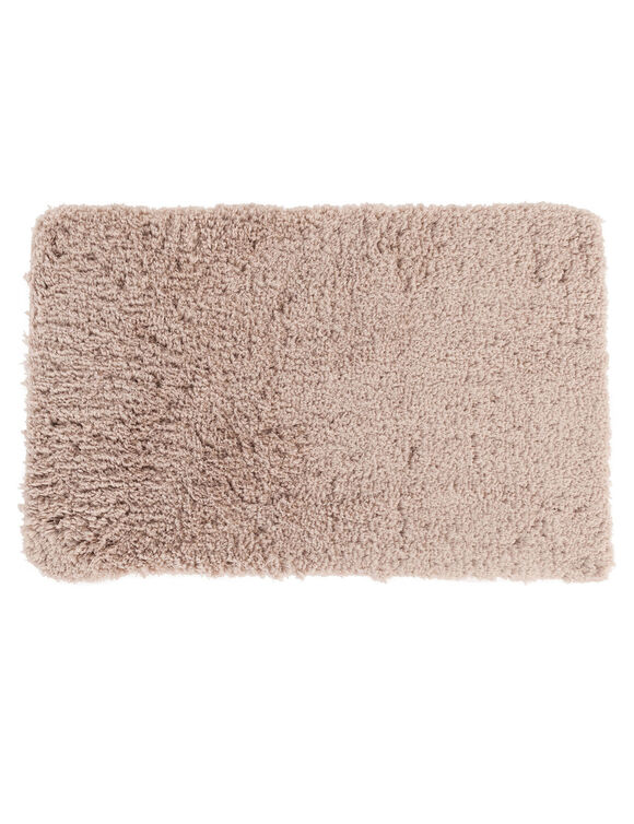 Tapis de bain uni moelleux microfibre (beige)