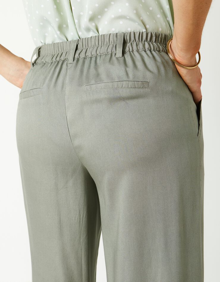 Pantalon raccourci large uni (kaki clair) Pantalon raccourci large uni (kaki clair)
