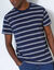 T-shirt ray&eacute; col rond manches courtes - coton biologique(**) (marine / blanc cass&eacute;)