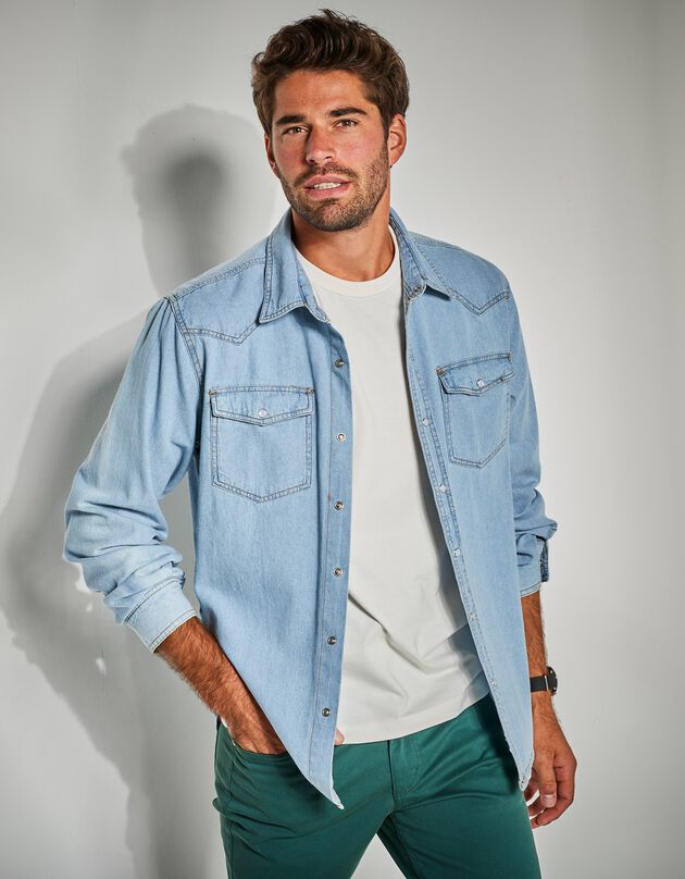 Chemise jean "western" (bleached)