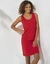Robe sans manches unie, maille stretch (rouge carmin)