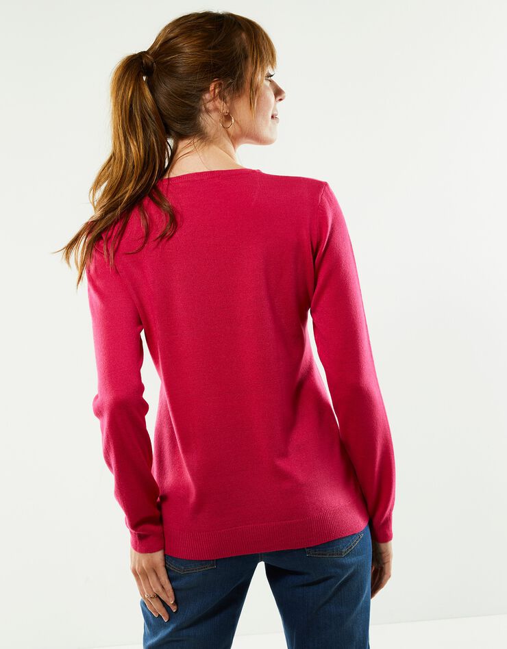 Pull col rond uni toucher cachemire (rose fuchsia) Pull col rond uni toucher cachemire (rose fuchsia)