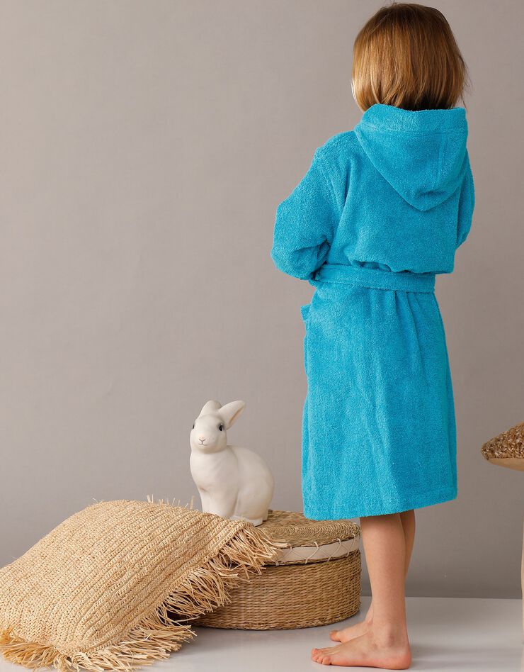 Peignoir enfant éponge à capuche personnalisable (turquoise)