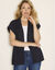 Gilet sans manches, maille fantaisie (marine)