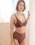 Soutien-gorge forme foulard en dentelle et tulle stretch Guspini - avec armatures (caramel)