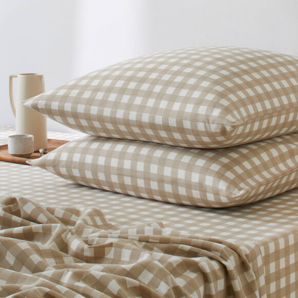 Linge de lit Lou en flanelle imprim&eacute;e (beige)
