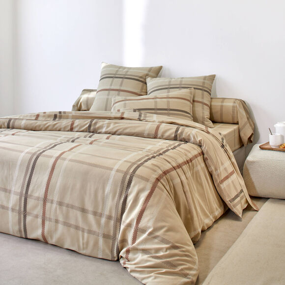 Linge de lit Karl imprim&eacute; &eacute;cossais - coton 52 fils/cm&sup2; (beige)