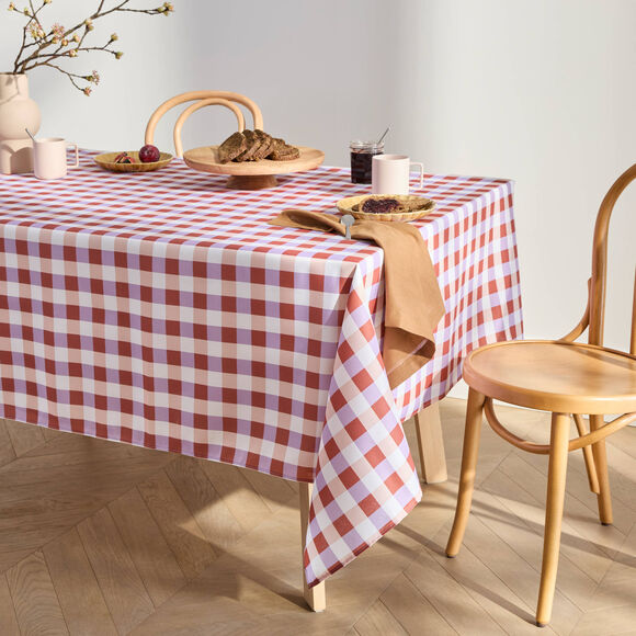 Nappe imprim&eacute; damier entretien facile (tomette / parme)