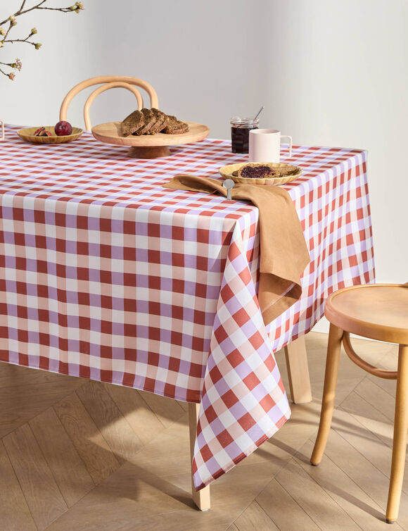 Nappe imprim&eacute; damier entretien facile (tomette / parme)