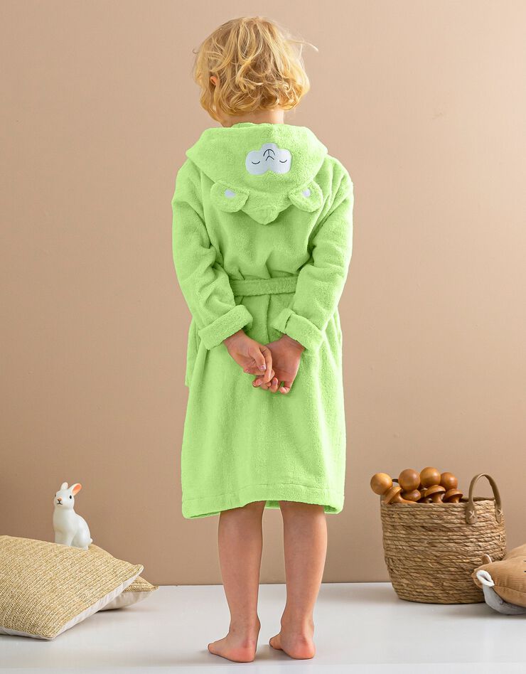 Peignoir de bain enfant singe Kikou à capuche éponge coton - 380 g/m² (anis) Peignoir de bain enfant singe Kikou à capuche éponge coton - 380 g/m² (anis)