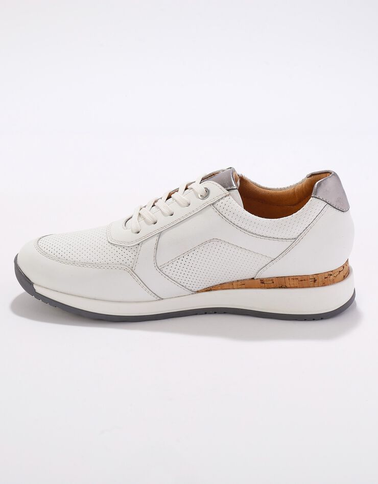Baskets zippées en cuir souple à semelle bimatière (blanc)