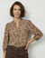 Chemisier boutonn&eacute;, voile imprim&eacute; l&eacute;opard (beige / chocolat)