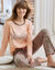 Pantalon pyjama imprimé fleuri  "Bohème" (kaki / rose)