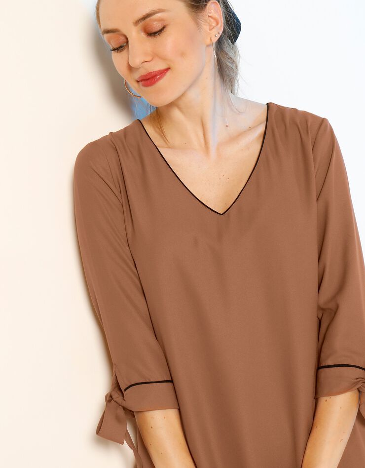 Robe évasée biais contrastés (caramel) Robe évasée biais contrastés (caramel)