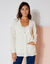 Gilet long boutonné, maille anglaise (blanc cassé)
