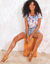 T-shirt imprimé tropical (blanc / violet)