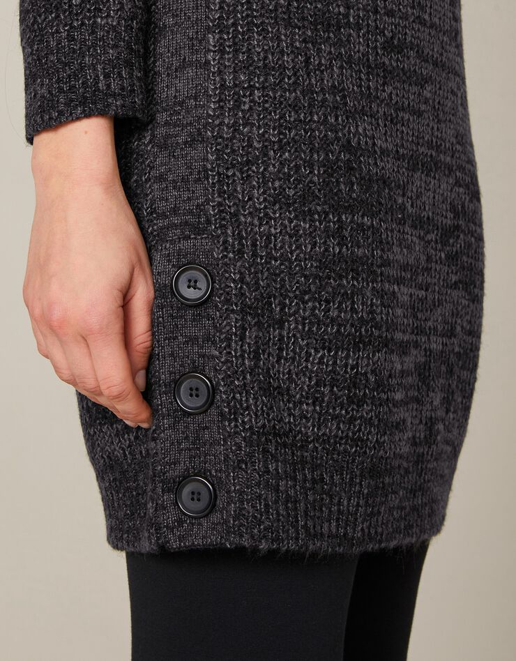 Pull tunique boutonné, toucher mohair (noir) Pull tunique boutonné, toucher mohair (noir)