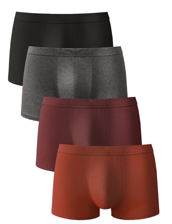 Boxer 100% coton - lot de 4 (bordeaux + gris + noir)