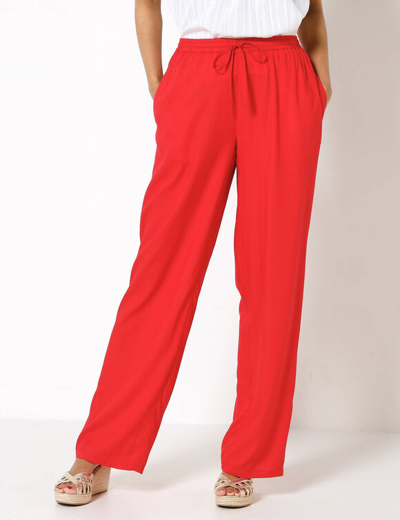 Pantalon large fluide uni (rouge)