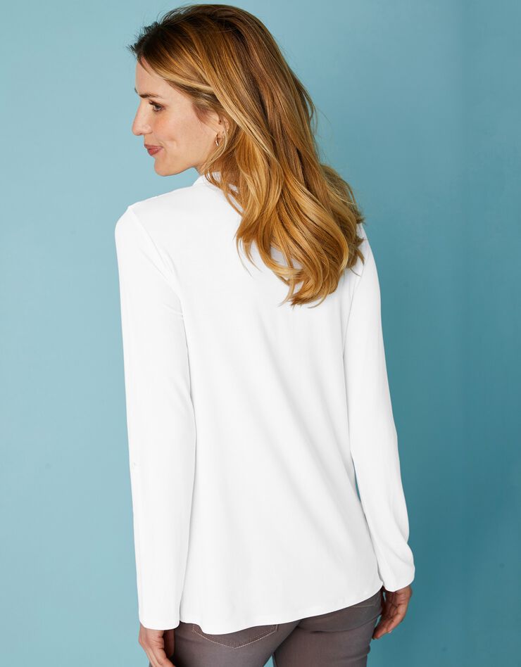 Tee-shirt col tunisien dentelle jersey (blanc) Tee-shirt col tunisien dentelle jersey (blanc)