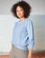 Pull col rond, maille fantaisie toucher doux (bleu grisé)