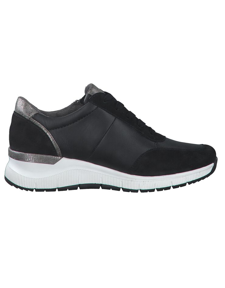 Sneakers dessus cuir - largeur confort (noir)