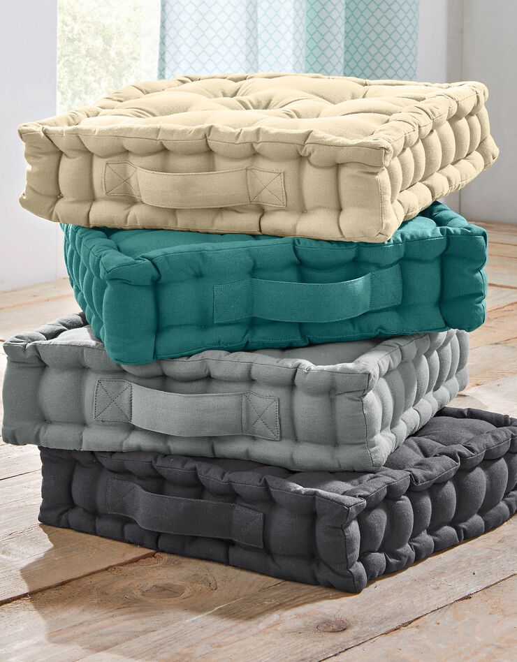 Coussin de sol uni coton (gris perle)
