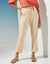 Pantalon 7/8ème fuselé uni, tissu fluide (beige)