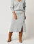 Jupe midi évasée en tricot (gris chiné)