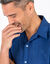 Chemise coton lin manches courtes boutonnée (bleu denim)