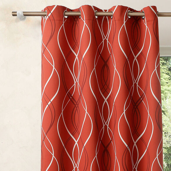 Rideau occultant imprimé serpentins (terracotta)