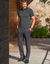 Pantalon ville à pinces élastiqué côtés - polyester (gris anthracite)