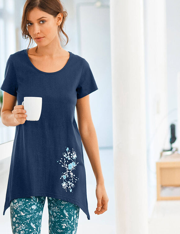 T-shirt asymétrique manches courtes – marine (marine)