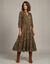 Robe longue taille &eacute;lastiqu&eacute;e, cr&ecirc;pe imprim&eacute; (kaki)