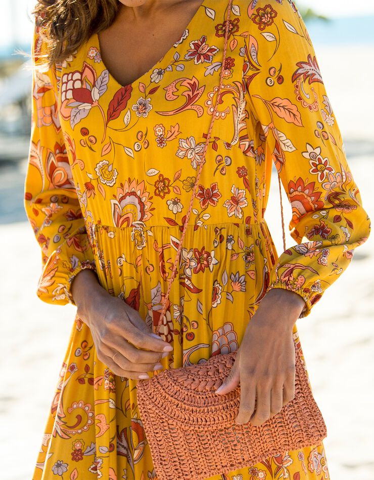 Robe longue imprimée (miel) Robe longue imprimée (miel)